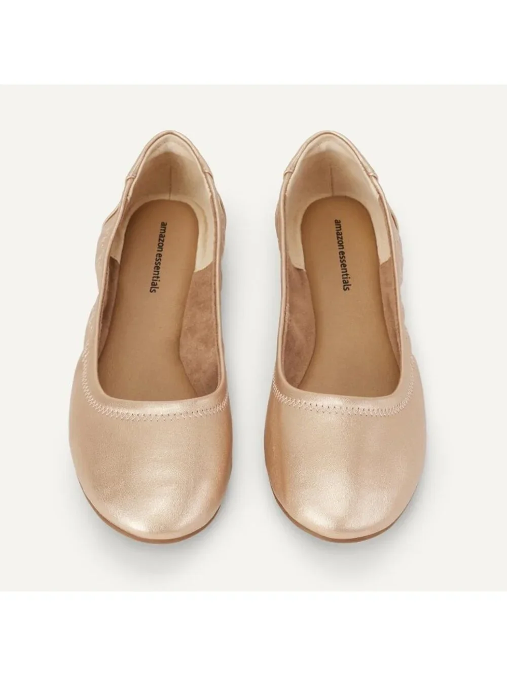 Amazon Essentials Women's Rose Gold Synthetic Comfortable Slip On Ballet Flats